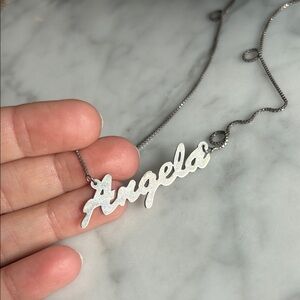 Silver Angela Name Necklace on chain